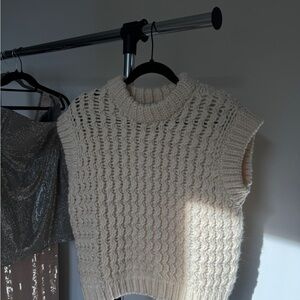 Chunky Knit Cream Sweater Vest
